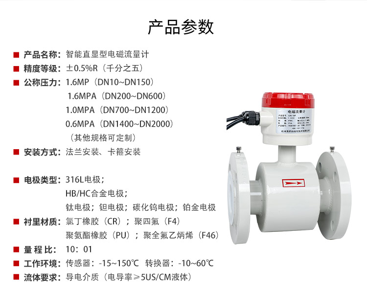 分体式电磁流量计 分体式电磁流量计